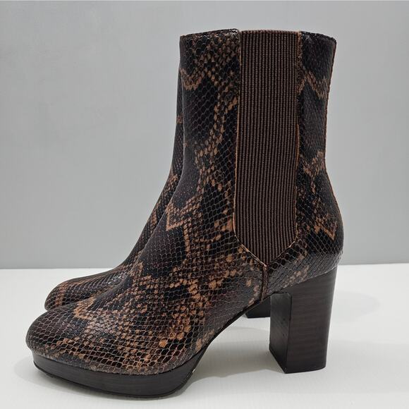 NEW Donald Pliner Zelda Ankle Bootie Size 8.5 Brown Snake Print Leather Chelsea - Picture 15 of 15